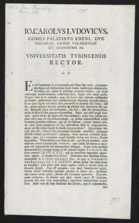 Jo. Carolus Ludovicus, Comes Palatinus Rheni, Dux Bavariae...