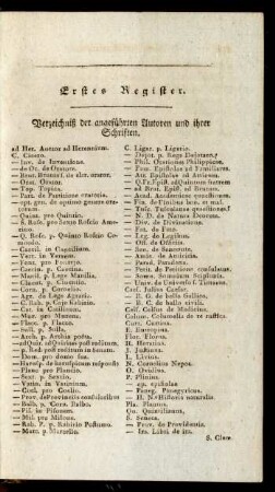 Erstes Register. Verzeichniß der angeführten Autoren und ihrer Schriften