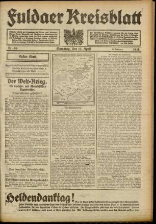 Erste Ausgabe vom Samstag, den 13. April 1918.