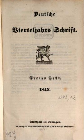 Deutsche Vierteljahrs-Schrift. 1843,1/2