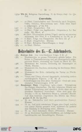 Holzschnitte des 15.-17. Jahrhunderts (Nr.1384-1448)