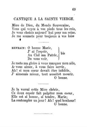 Cantique A La Sainte Vierge.