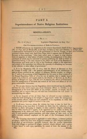 Return to an order dated 5 August 1845 : Copies of any correspondence between the court of directors ... the separation of the Christian authorities in India