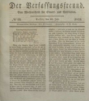№ 23. Cassel, den 20. Juli. 1831.
