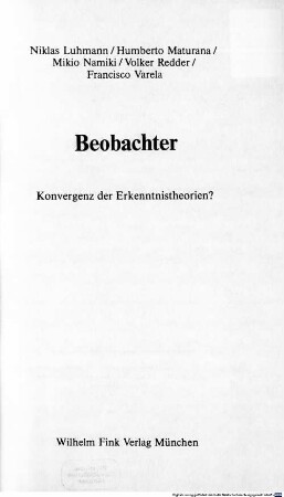 Beobachter : Konvergenz der Erkenntnistheorien?