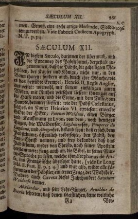 Sæculum XII.