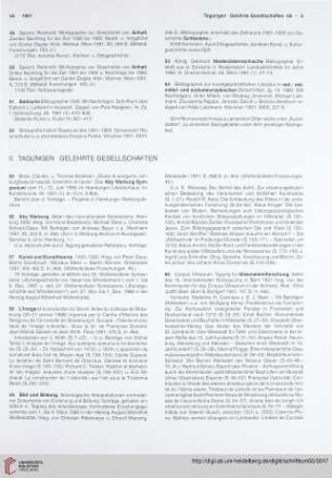 II. Tagungen. Gelehrte Gesellschaften