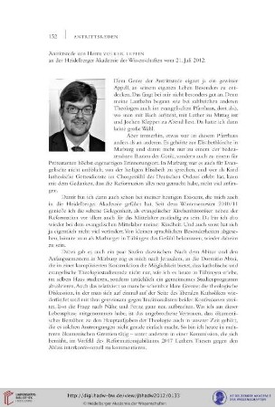 Antrittsrede von Herrn Volker Leppin : an der Heidelberger Akademie der Wissenschaften vom 21. Juli 2012