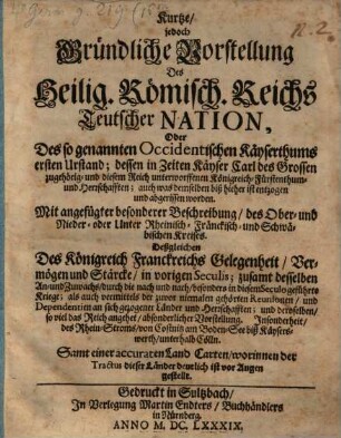 Kurtze Vorstellung des Heil. Röm. Reichs Teutscher Nation