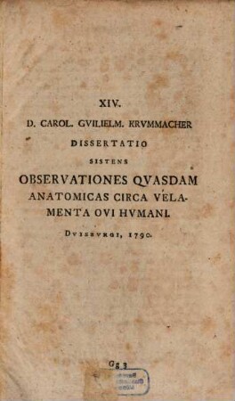 Diss. sistens observationes quasdam anatomicas circa velamenta ovi humani
