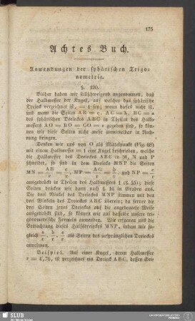 Achtes Buch. Anwendungen der sphärischen Trigonometrie