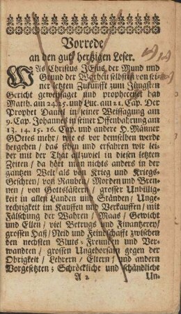 Vorrede an den guthertzigen Leser