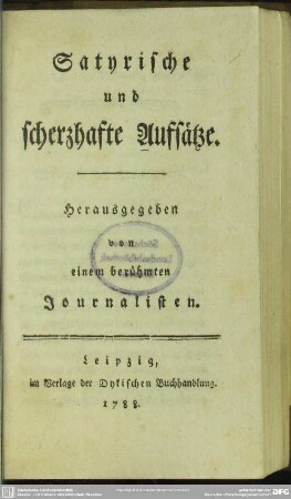 Satyrische und scherzhafte Aufsätze