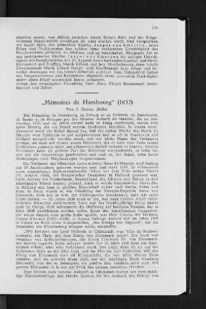 "Mémoires de Hambourg" (1637)