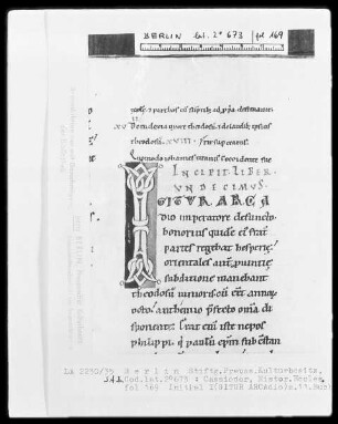Cassiodor, Historia Ecclesiastica — Initiale I(GITUR ARCAdio), Folio 169recto
