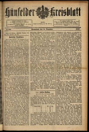 Ausgabe vom Samstag, den 11. Dezember 1897.