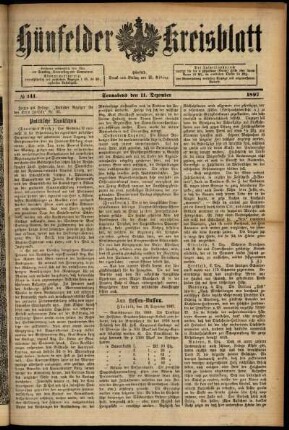 Ausgabe vom Samstag, den 11. Dezember 1897.