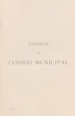 Indice al Codigo Municipal