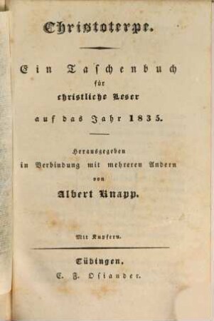 Christoterpe : ein Jahrbuch für d. dt. Haus. 1835, 1835