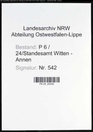 Sterberegister Standesamt Witten-Annen