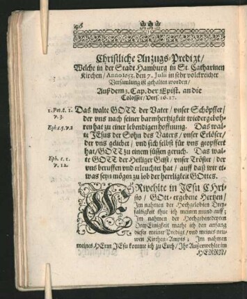 [Christliche Anzugs-Predigt]