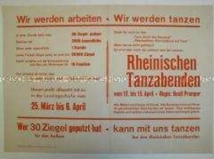 Maueranschlag mit Ankündigung eines "Rheinischen Tanzabends" für Bautzener Jugendliche, die beim Ziegel putzen helfen