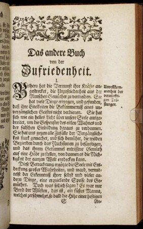 I. Unvollkommenheit der vernünftigen Tröstungen.