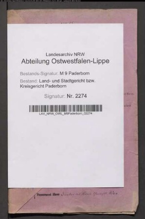 Erblasser: Menneken, Anna, geb. Westerhorstmann: