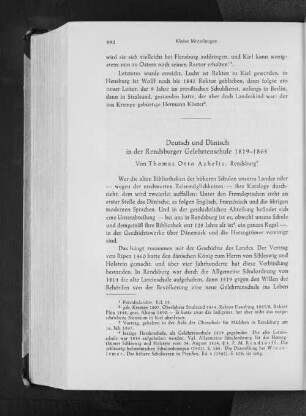 Deutsch und Dänisch in der Rendsburger Gelehrtenschule 1819-1865