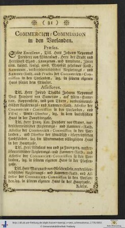 Commercien-Commission in den Vorlanden.