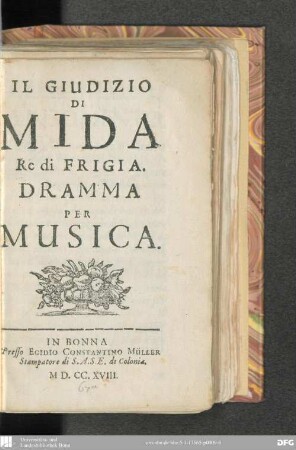 Il Giudizio di Mida, Re di Frigia : dramma per musica