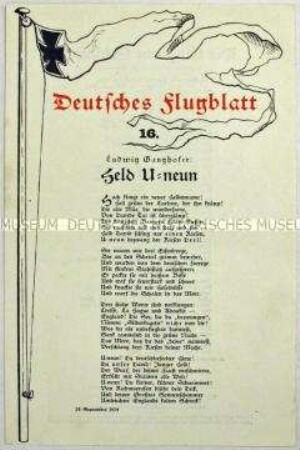 Flugblatt mit zwei patriotischen Gedichten von Ludwig Ganghofer