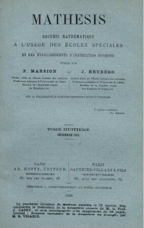 TOME HUITIÉME. DÉCEMBRE 1888.