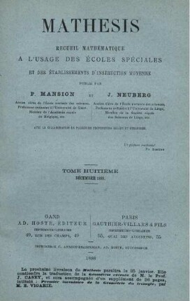 TOME HUITIÉME. DÉCEMBRE 1888.