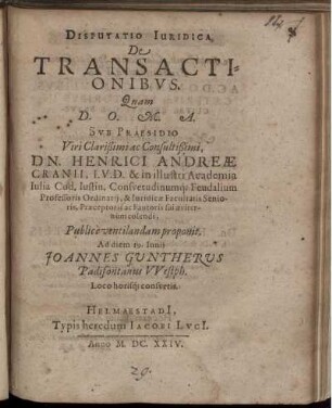 Disputatio Iuridica De Transactionibus