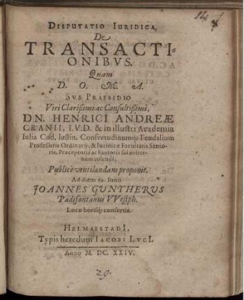 Disputatio Iuridica De Transactionibus