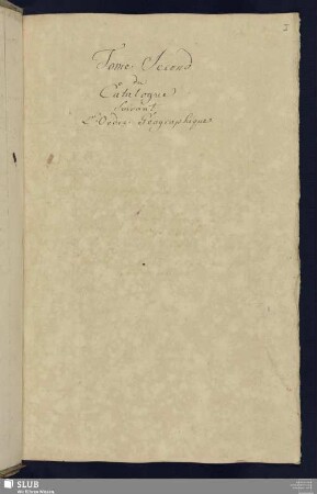 Tome Second du Catalogue suivant l'Ordre Géographique