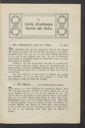 II. Fabeln, Erzählungen, Sprüche und Rätsel