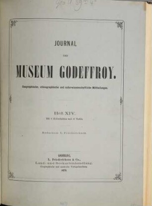 Journal des Museum Godeffroy : geographische, ethnographische und naturwissenschaftliche Mitteilungen. [5.] 1879 = H. 14