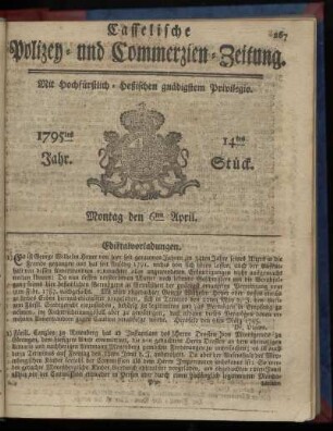 14tes Stueck, Montag den 6ten April 1795