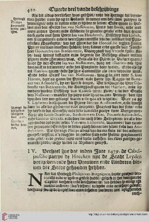 IV: Verhael hoe dat inden Jare 1479 [...]