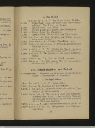 VIII. Wirtschaftsleben und Technik