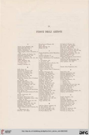 IV. Indice degli artisti