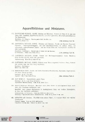 Aquarellbildnisse und Miniaturen (Nr. 415-480)