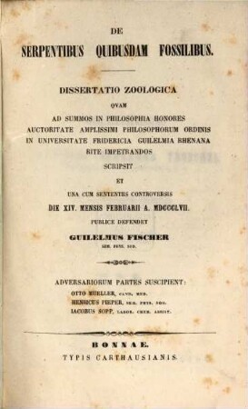 De serpentibus quibusdam fossilibus : dissertatio zoologica