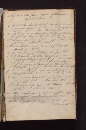 handschriftliche Auflistung