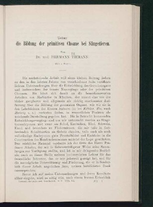 Ueber die Bildung der primitiven Choane bei Säugetieren