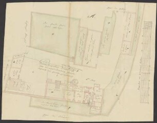 Geometrischer Grundriss über die Landschreiberei-Gebäude, Hofraite und den Garten zu Ladenburg