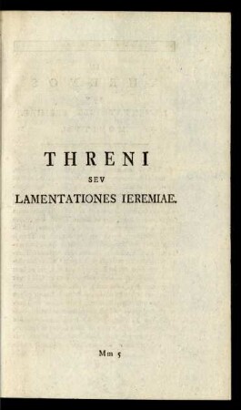 Threni Seu Lamentationes Jeremiae