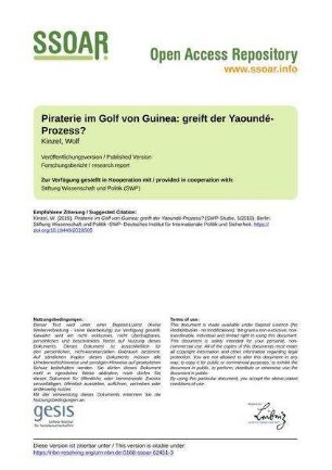 Piraterie im Golf von Guinea: greift der Yaoundé-Prozess?